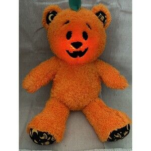 Build a Bear Halloween Glow Pumpkin Jack o Lantern Light Up Orange Plush 19”